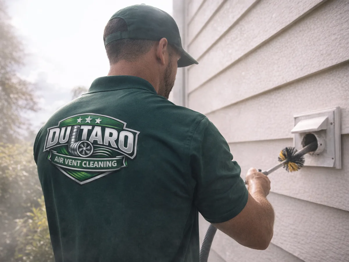 dryer vent cleaning technician on the job in Jacksonville, FL